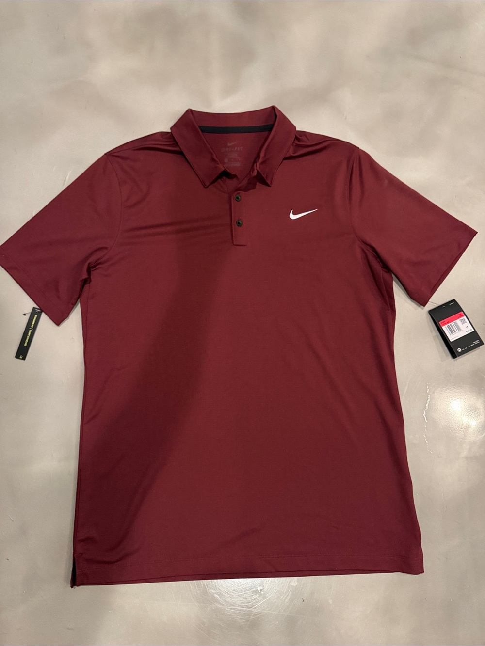 Nike Men's Polo Shirt Maroon with White Swoosh
